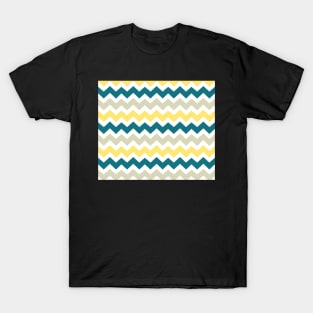 Beige Yellow Blue Chevron Pattern T-Shirt